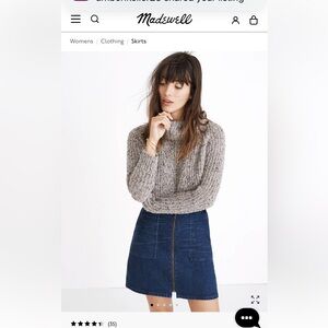 Madewell Denim Utility Zip Skirt size 27